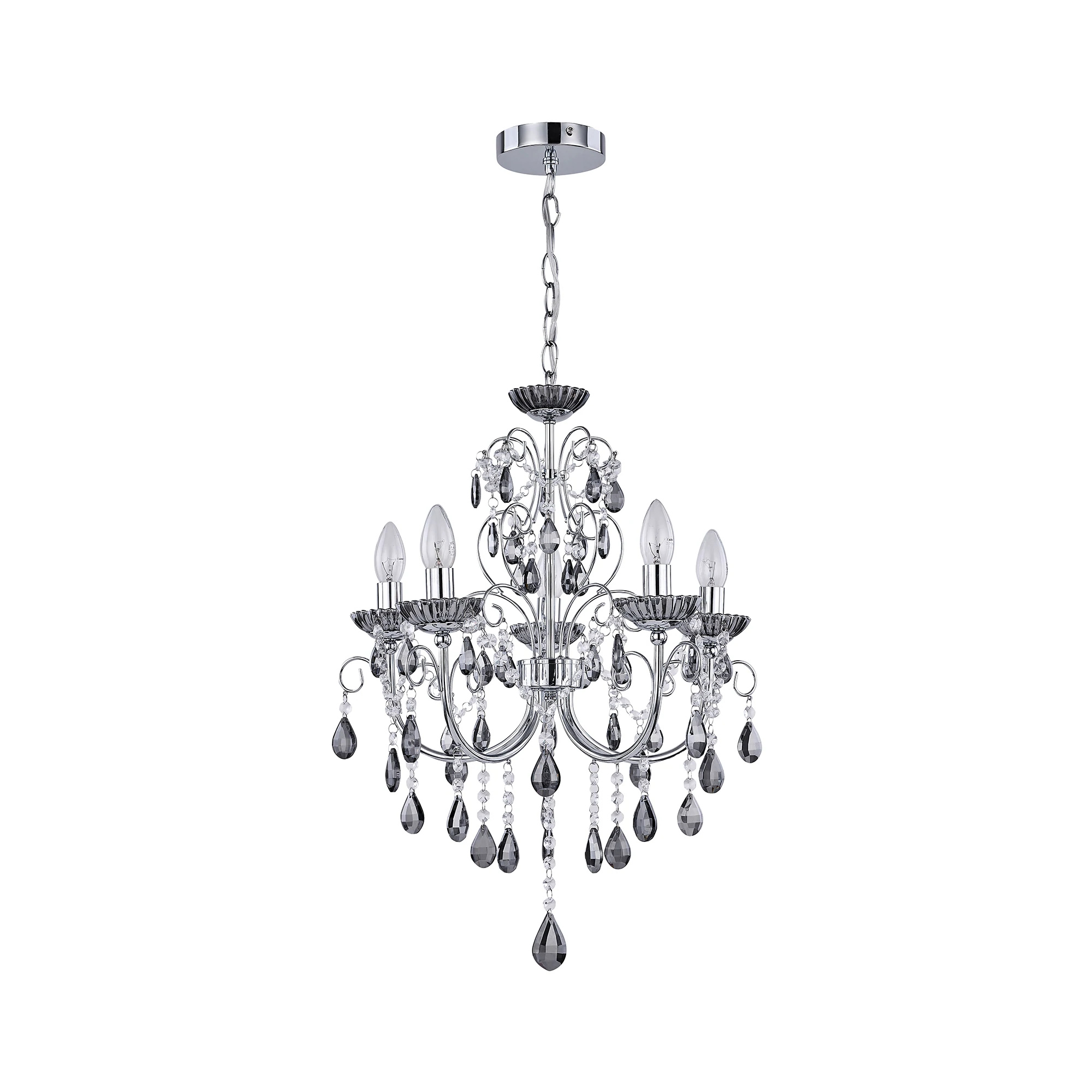 Rovert 5 Light Chrome Smoke Pendant Chandelier
