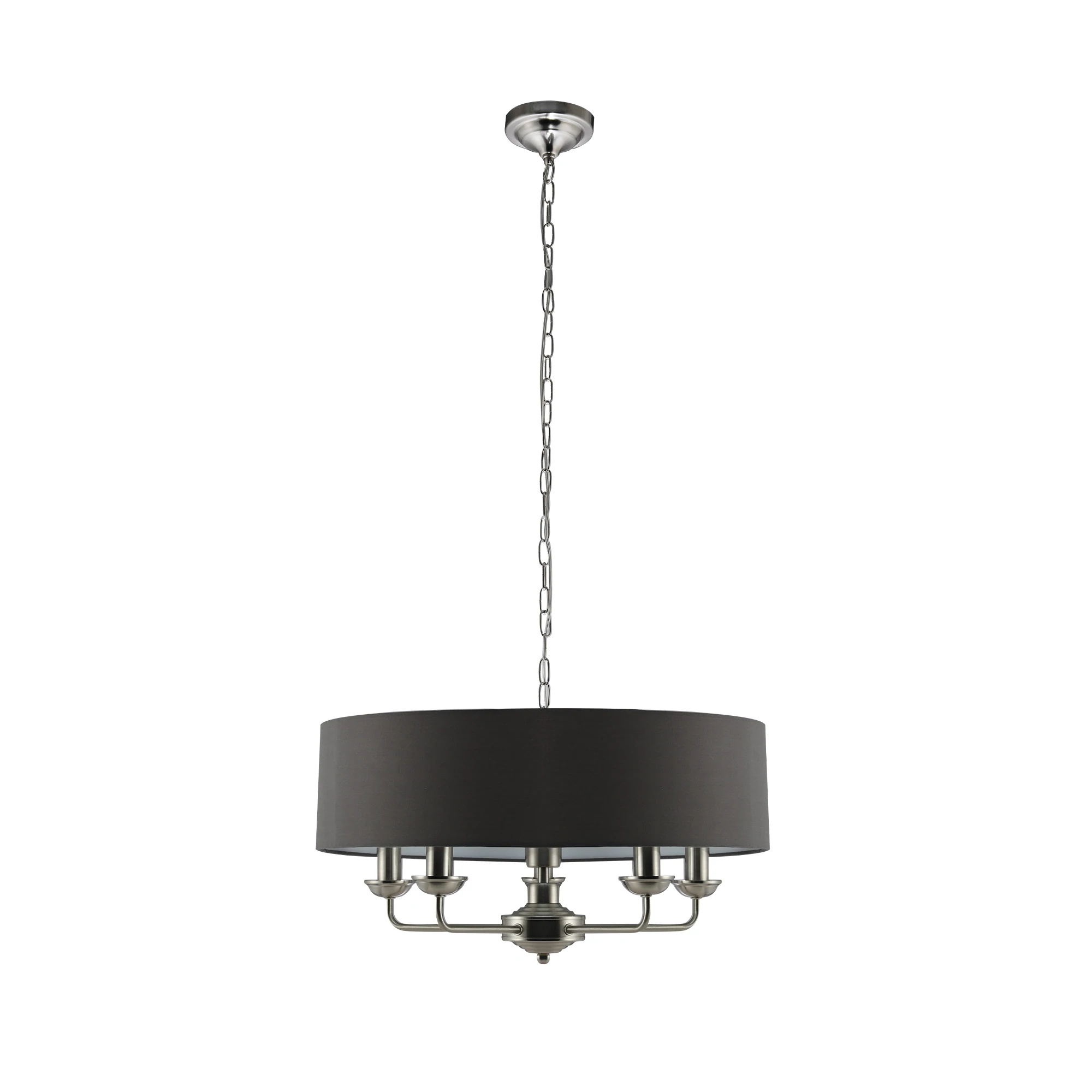 Beata Satin Nickel and Grey Pendant Chandelier