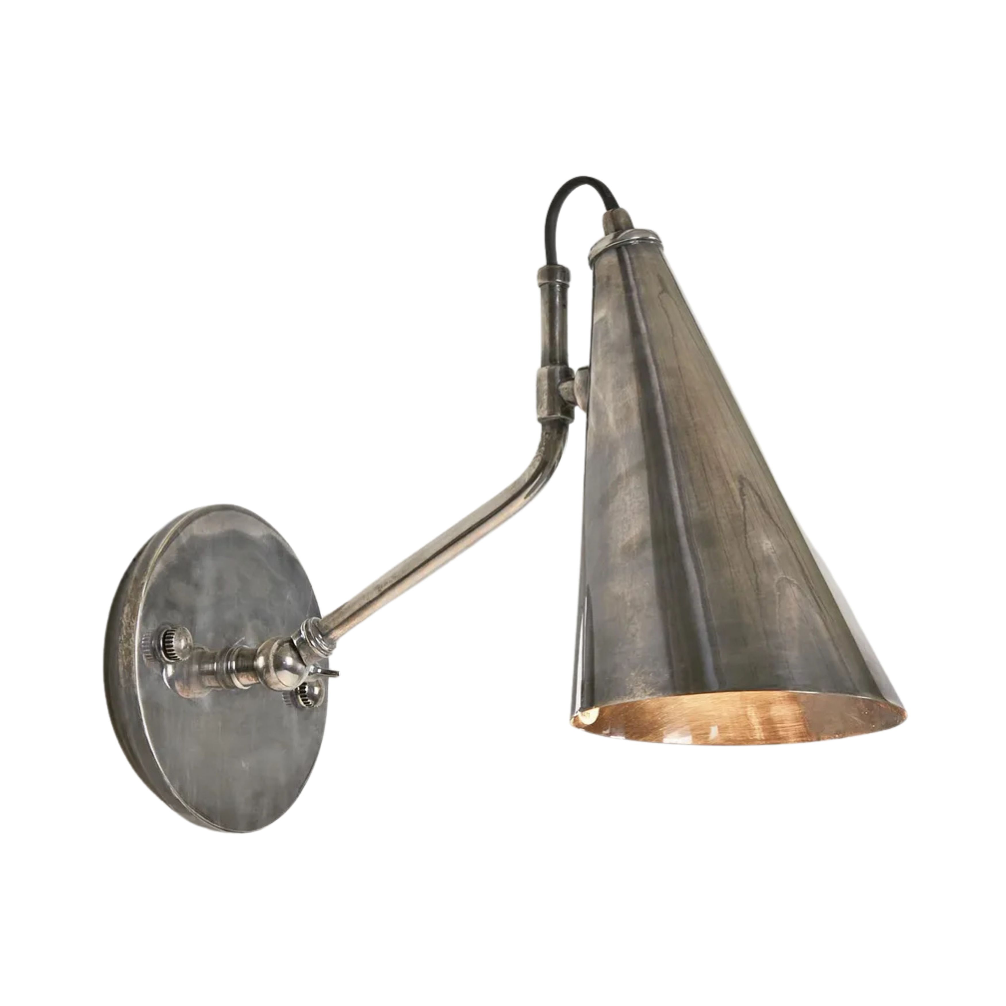 Candy Antique Silver Conical Shade Wall Light