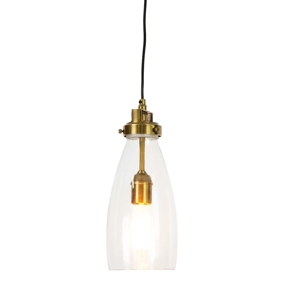 Fuma Antique Brass Clear Glass Pendant Light