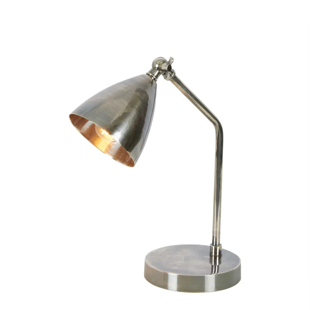 Harlingen Antique Silver Metal Desk Lamp