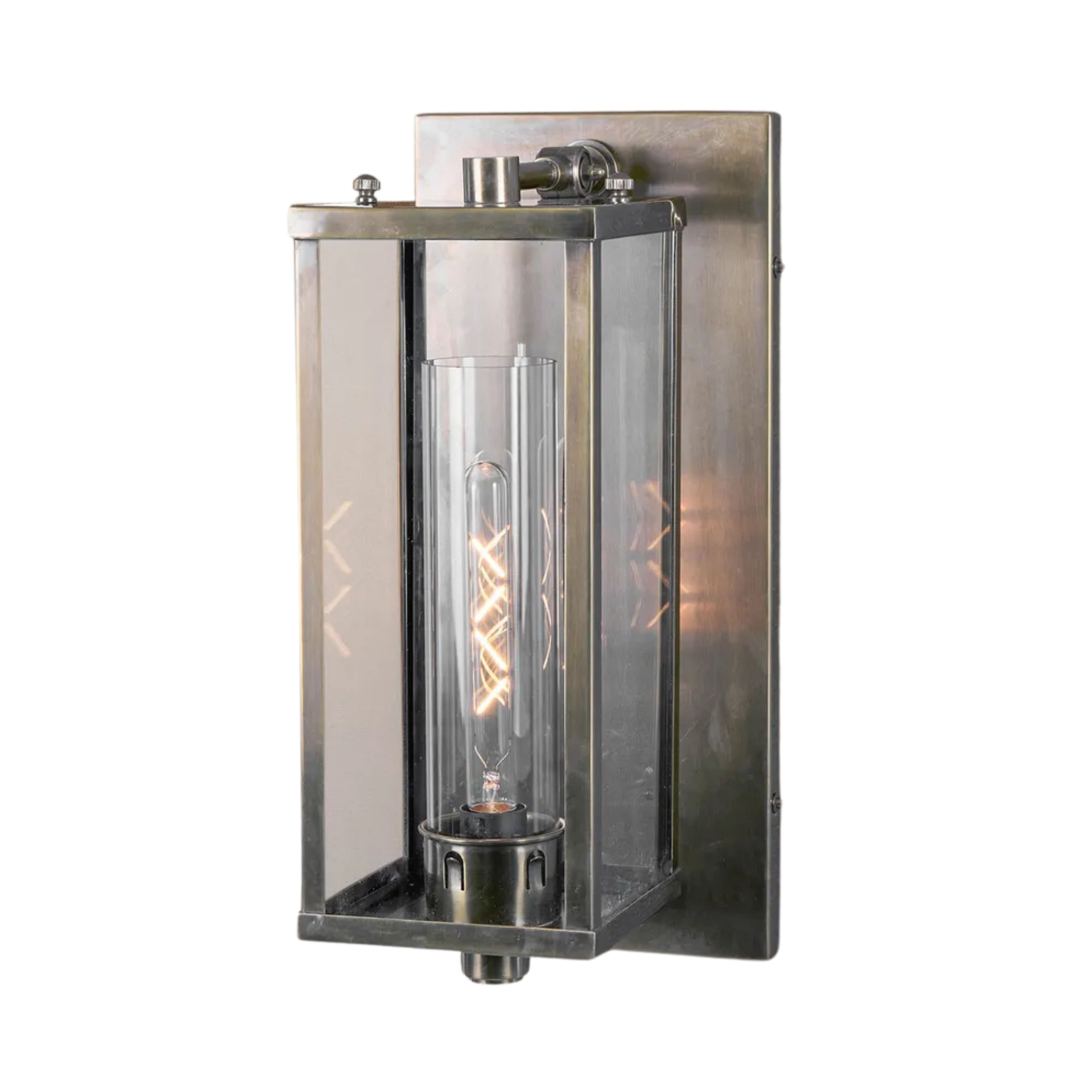 Prius Antique Silver Outdoor Glass Wall Sconce