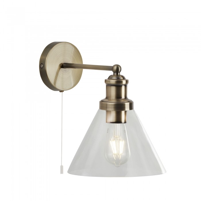 Clifford Cone Antique Brass Glass Wall Light