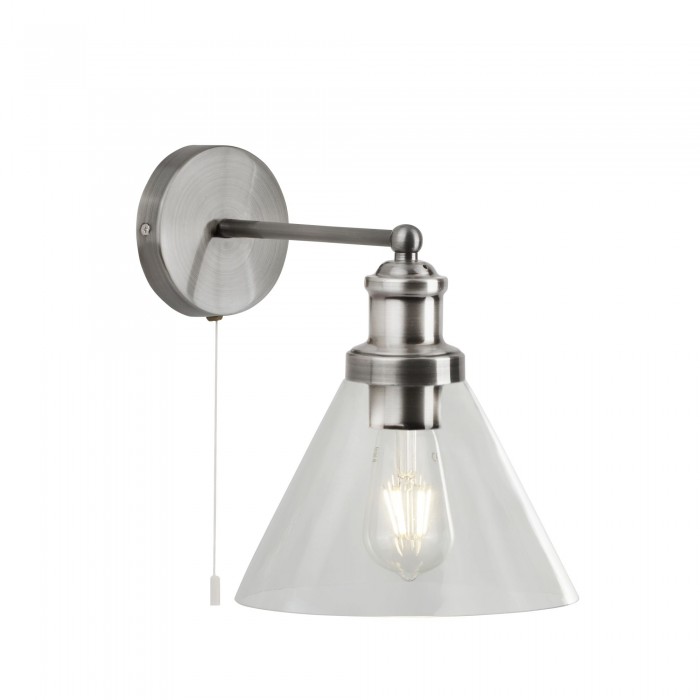 Clifford Cone Satin Chrome Glass Wall Light