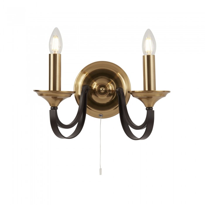 Lisa 2 Light Brass Candelabra Wall Light