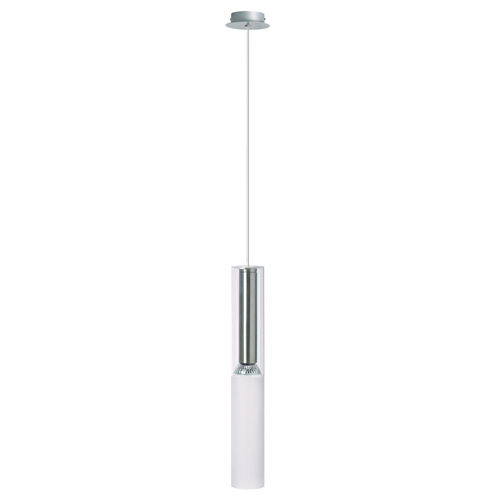 Phil Satin Chrome and White Cylindrical Pendant