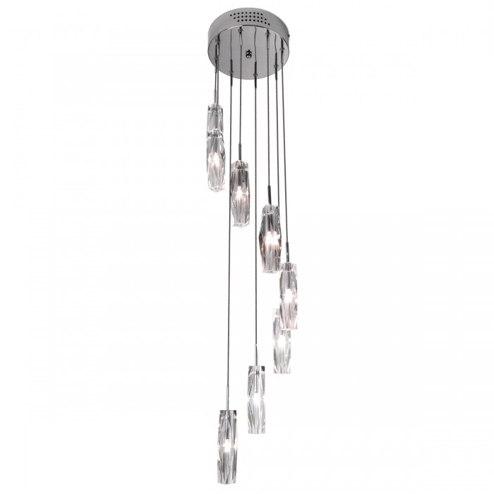 Tina 8 Light Chrome Spiral Glass Pendant