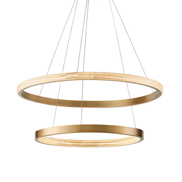 Frey Gold Brass Double Round Crystal Pendant Chandelier