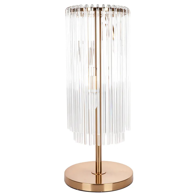 Zephanie Brass Cascading Clear Glass Rods Table Lamp