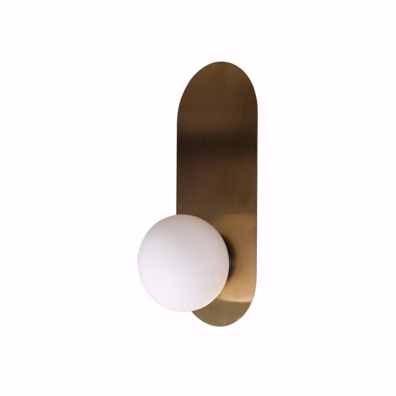 Orb Opal Glass with Oval Plate Wall Light - Satin Brass