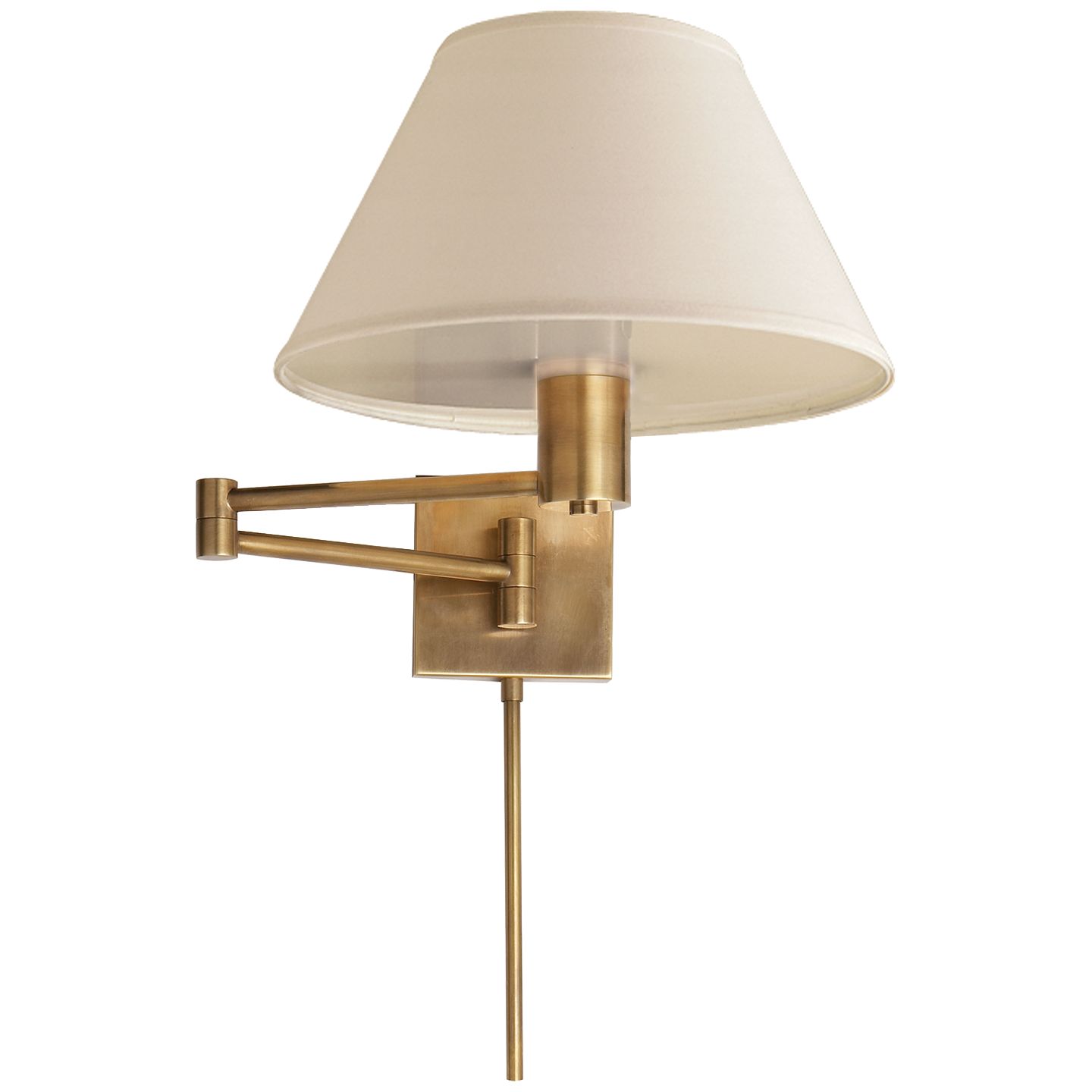Classic Swing Arm Brass with Linen Shade Wall Light