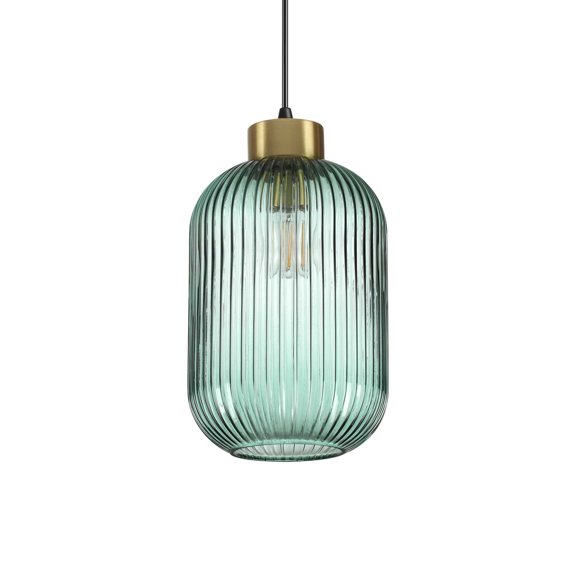 Mint Green Striped Glass Capsule Pendant Light