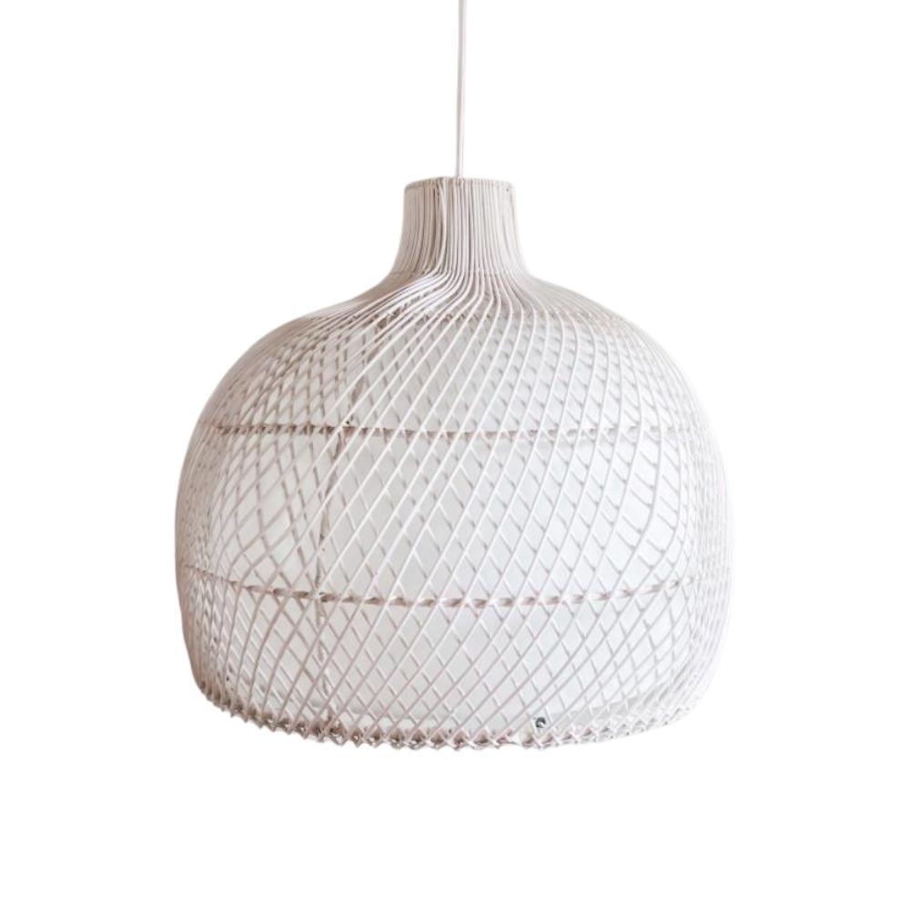 Barbados White Wash Rattan Pendant Light