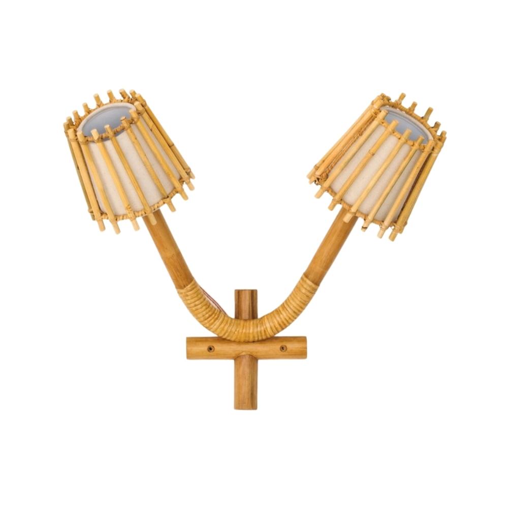 Iguazu Double Light Rattan Wall Sconce