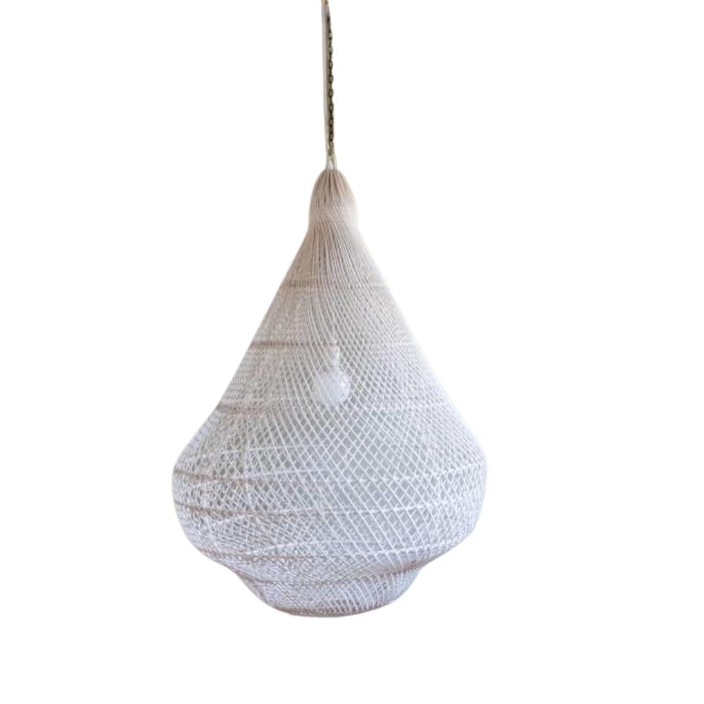 Irelia White Wash Rattan Weave Teardrop Pendant