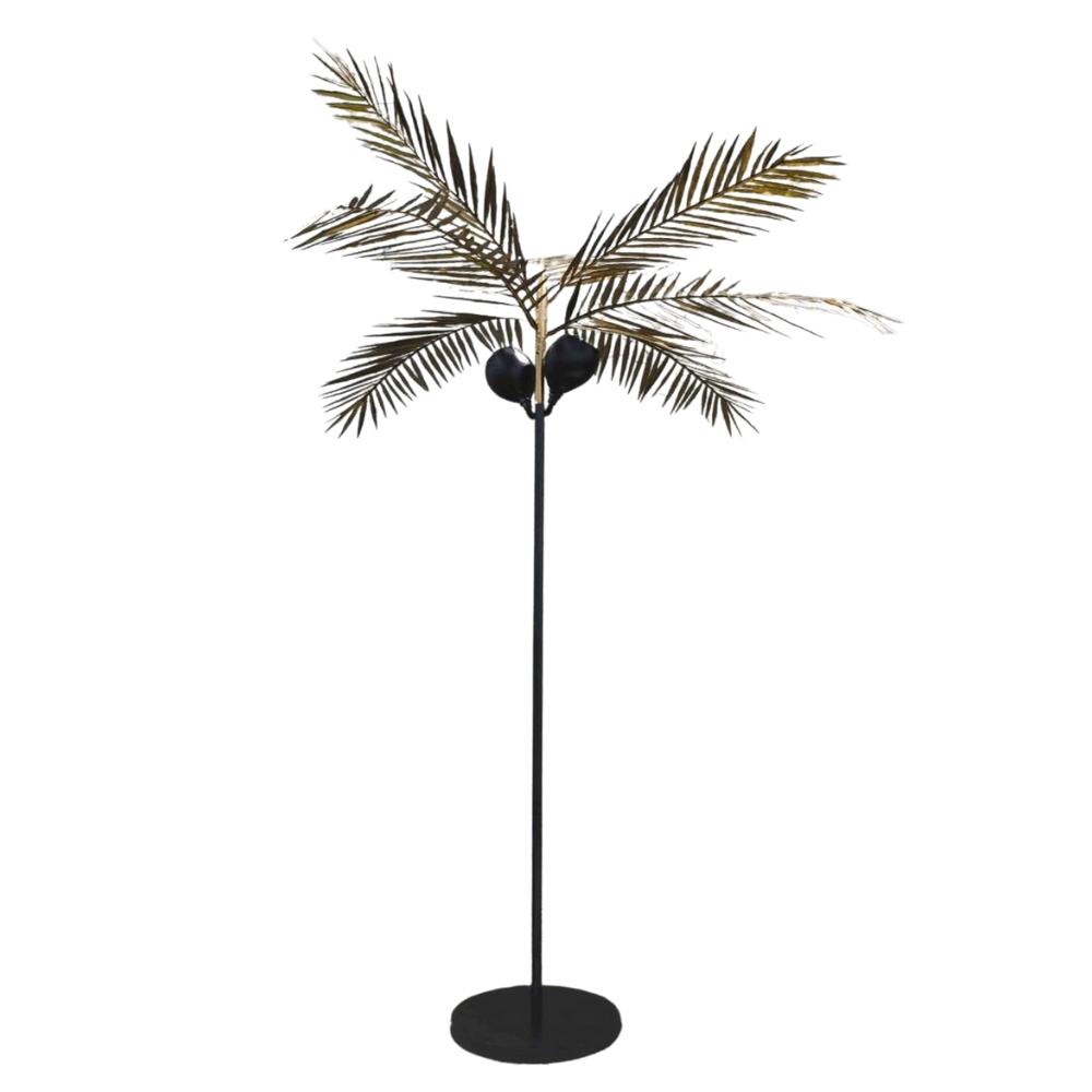 Palma Nova Golden Leaves Black Floor Lamp