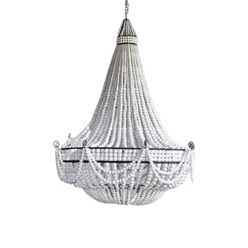 Puerto Vallarta White Wash Beaded Chandelier