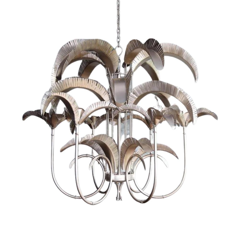 Croatia Pewter Palm Leaves Pendant Chandelier