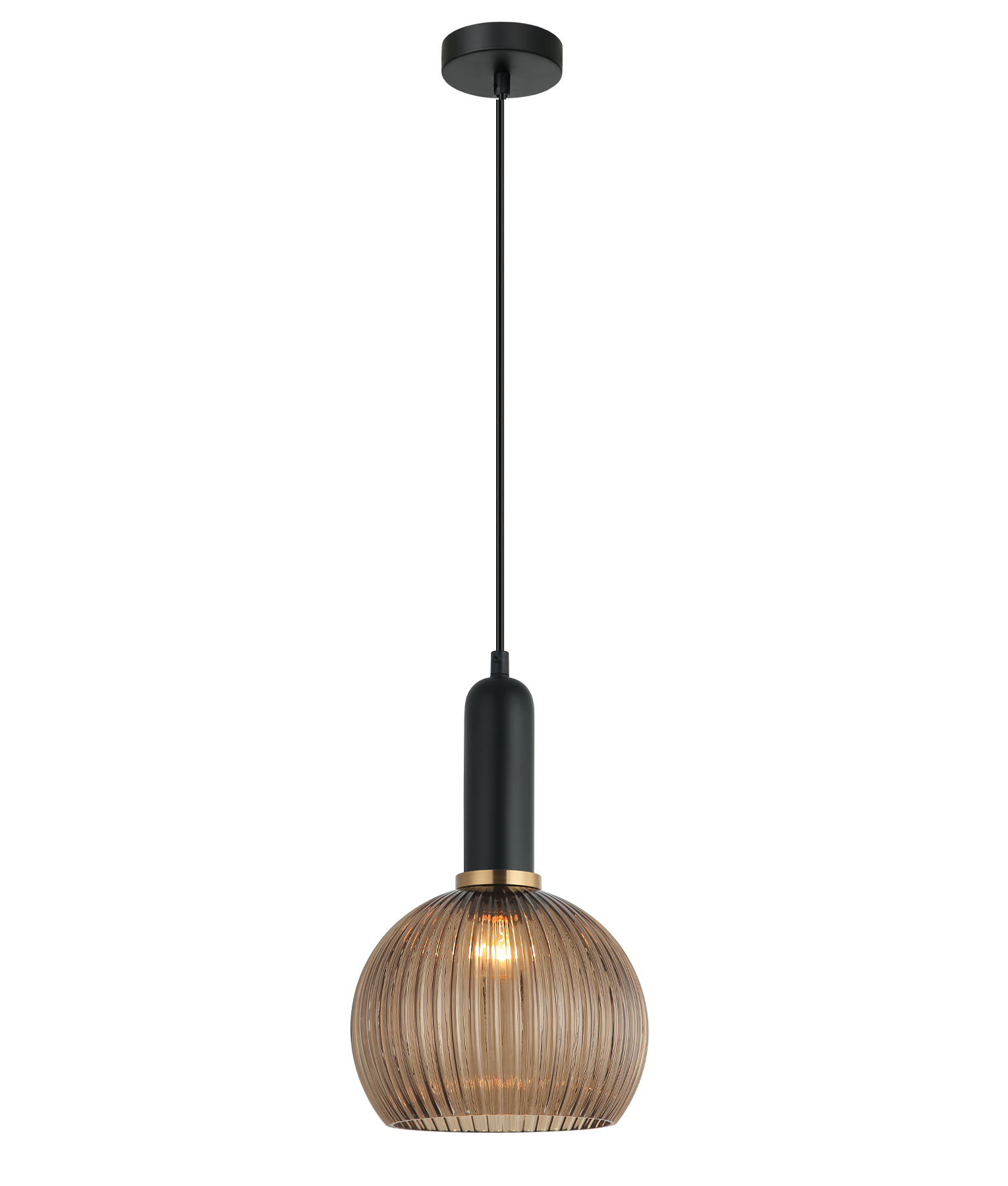 Valencia Amber Ribbed Wine Glass Pendant