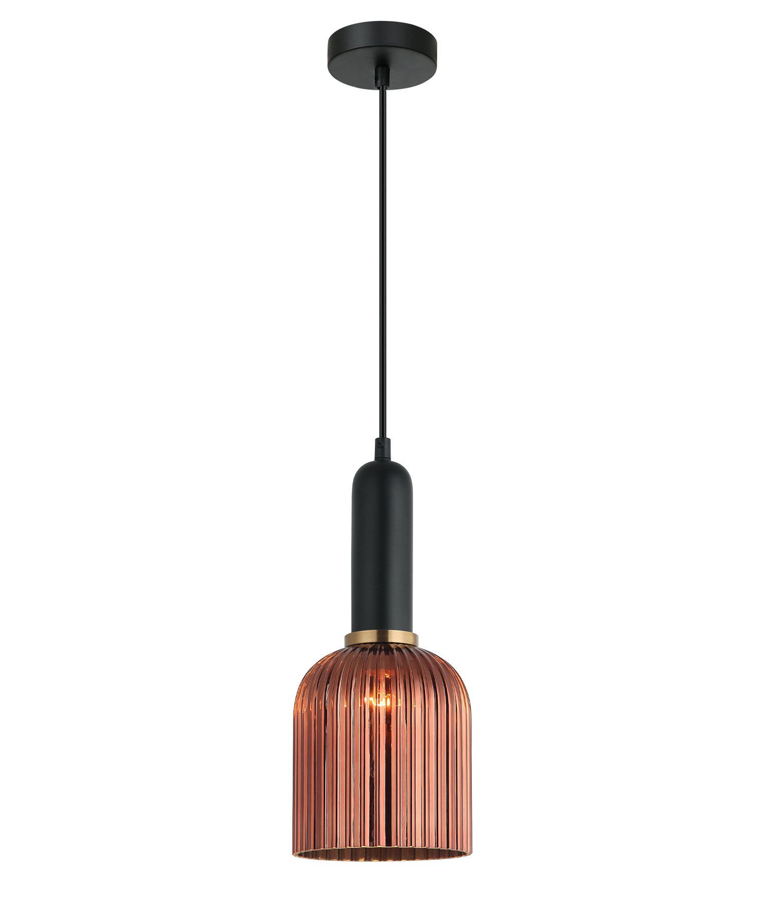 Valencia Bell Copper Painted Ribbed Glass Pendant