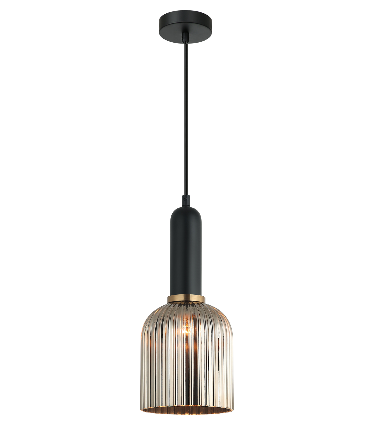 Valencia Bell Chrome Ribbed Glass Pendant
