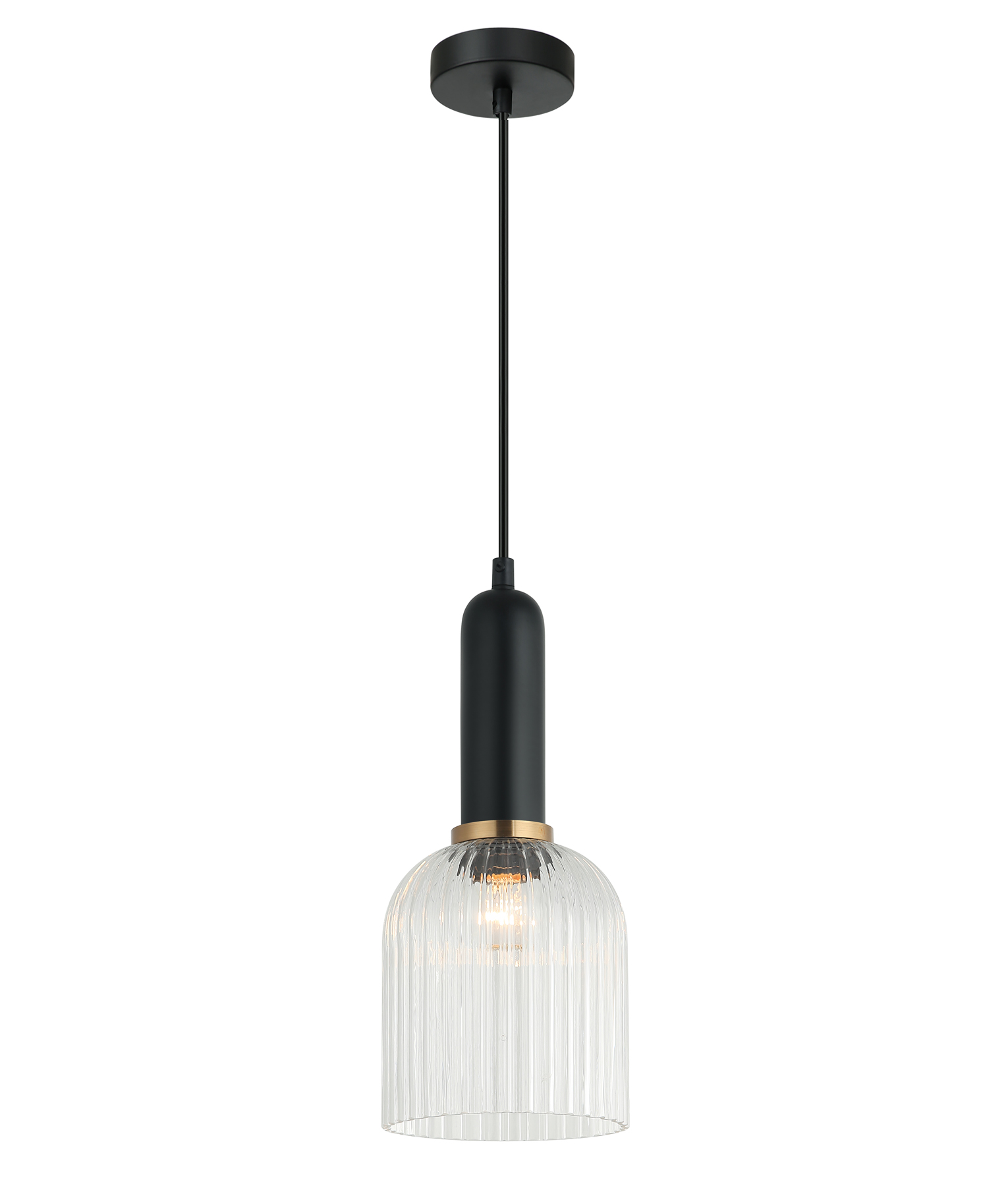 Valencia Bell Clear Ribbed Glass Pendant