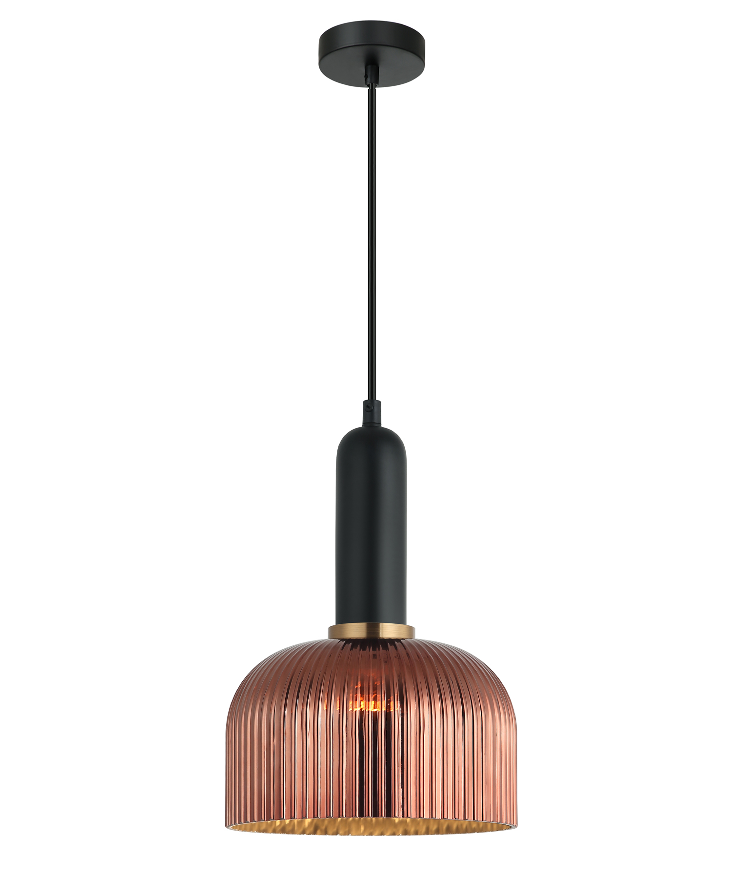 Valencia Dome Copper Painted Ribbed Glass Pendant