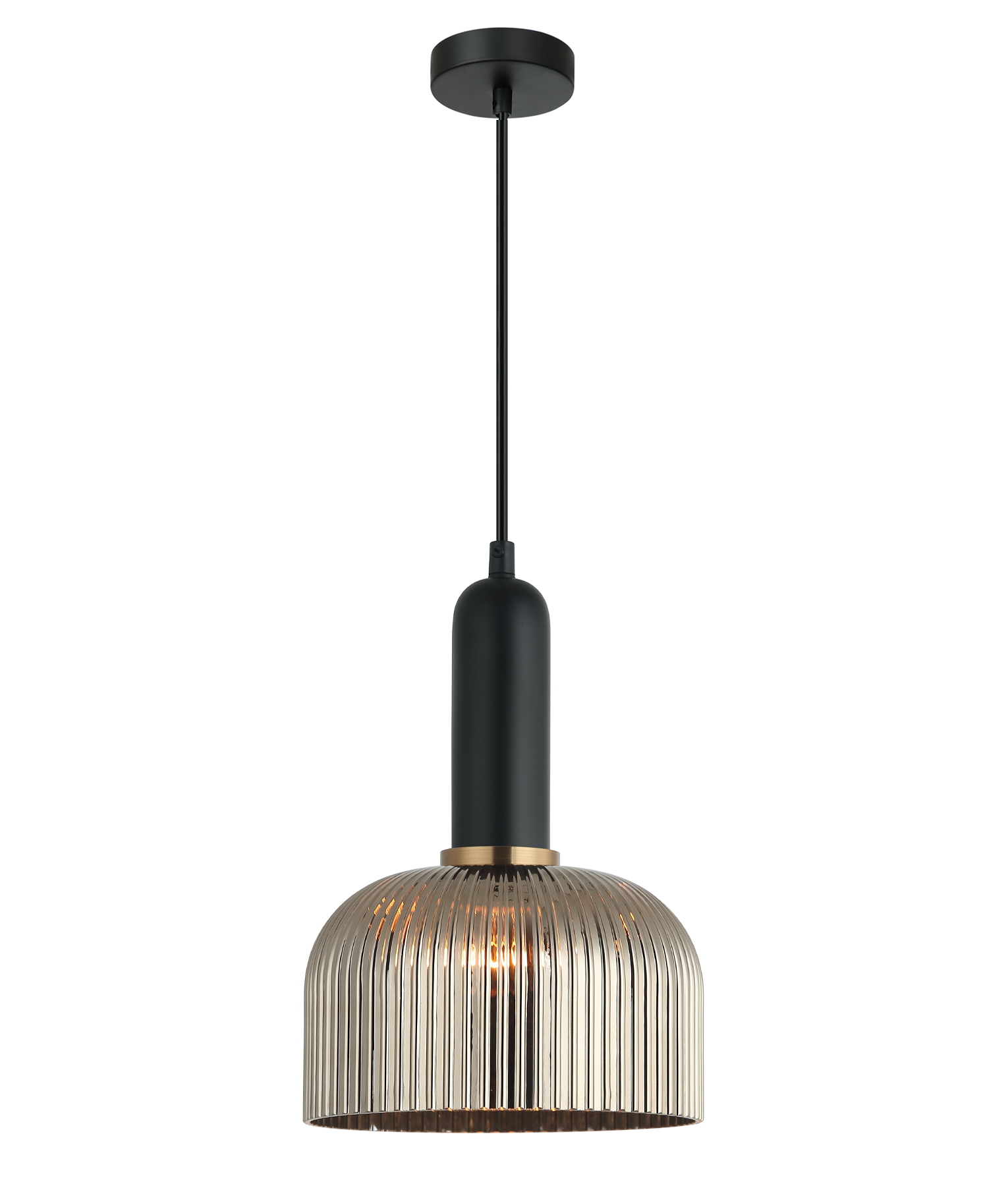 Valencia Dome Chrome Ribbed Glass Pendant