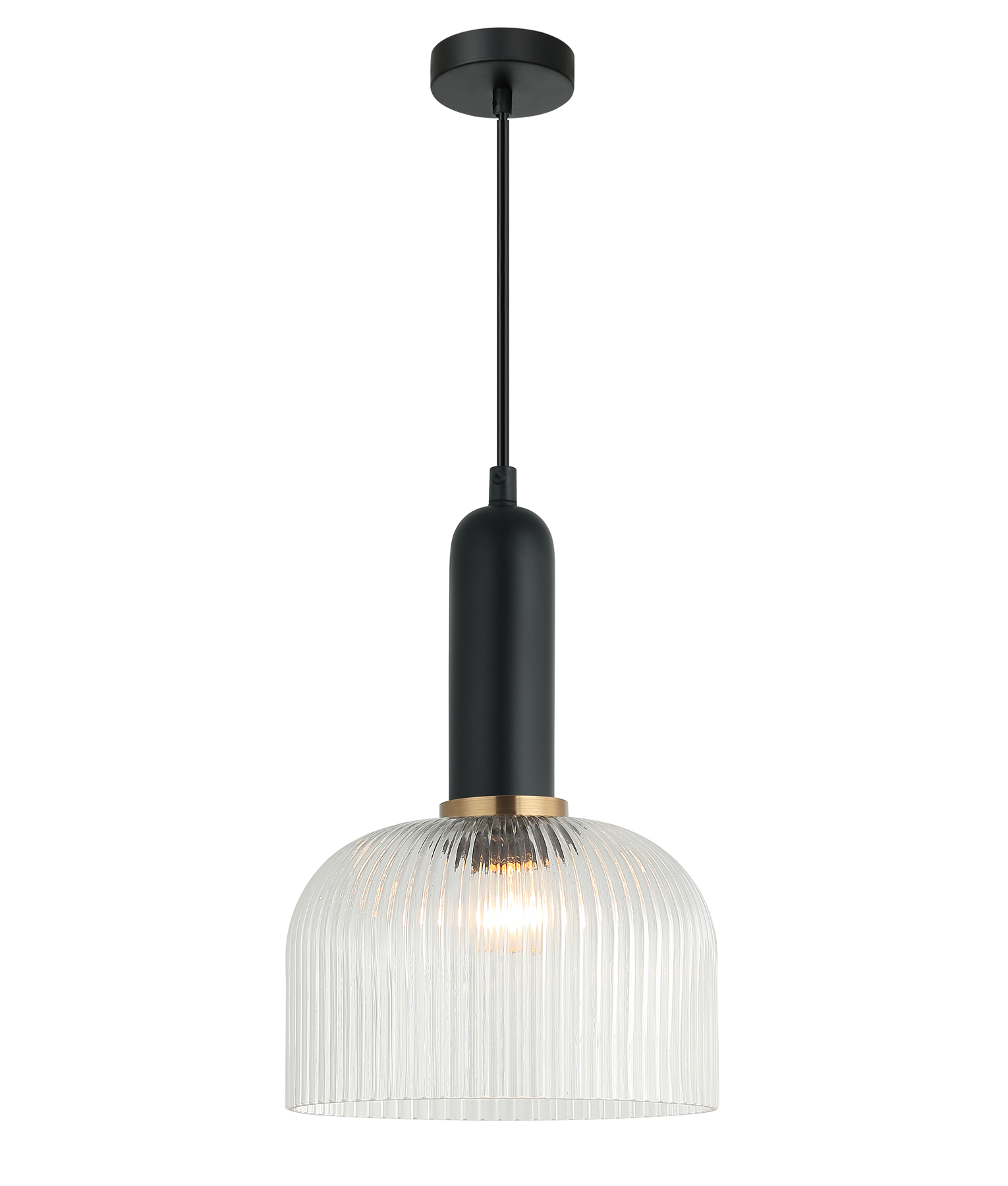 Valencia Dome Clear Ribbed Glass Pendant