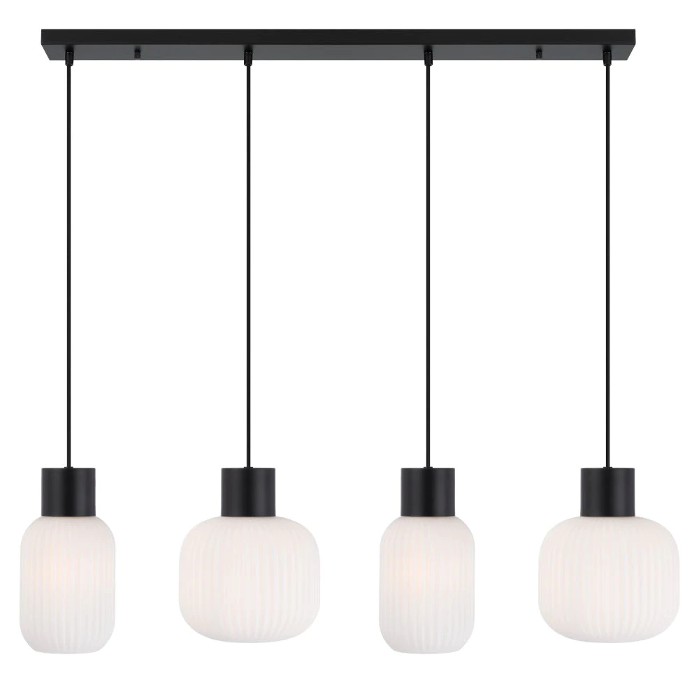 Norilsk 4 Light Black Opal Matt Ribbed Glass Pendant