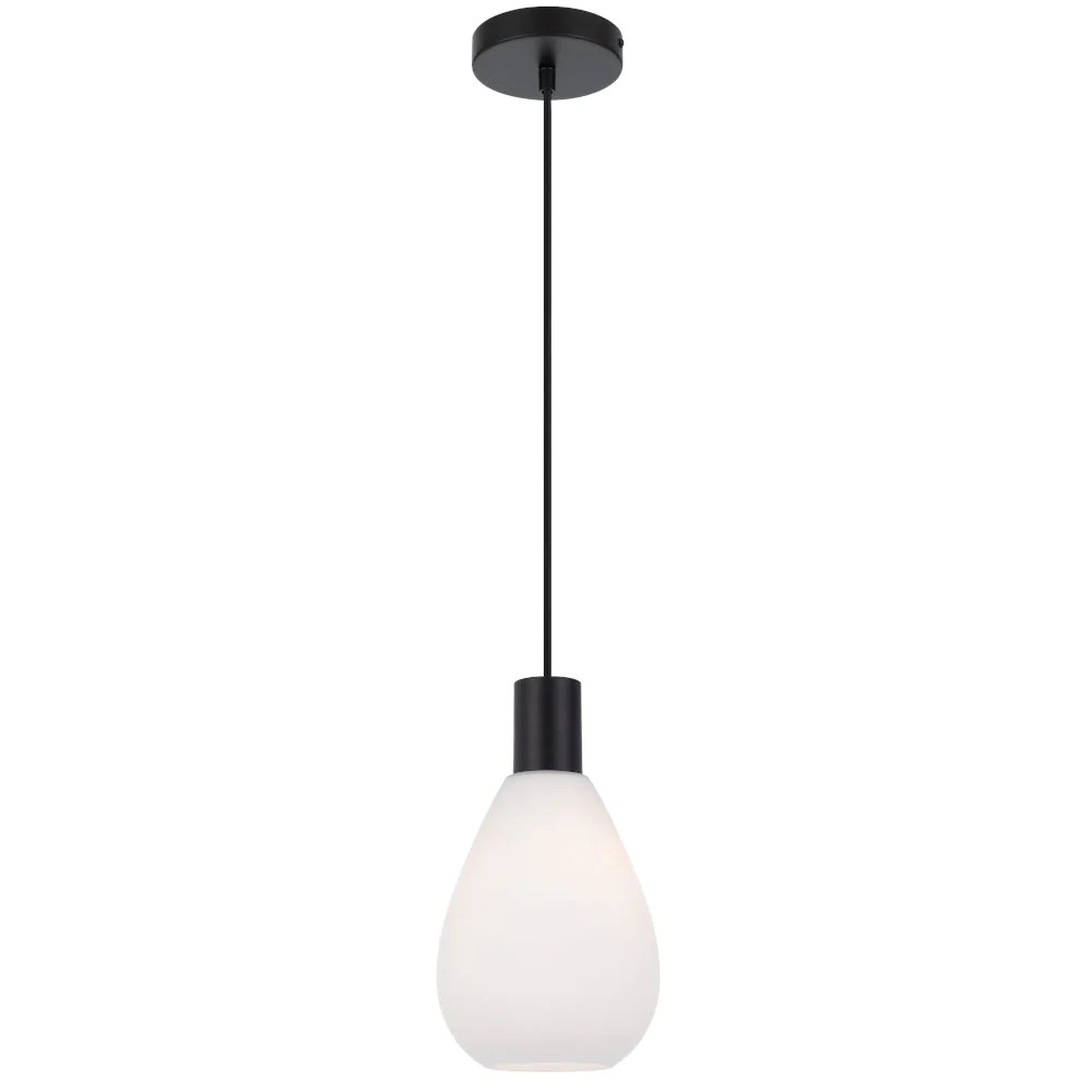 Trevor Teardrop Black Opal Glass Single Pendant Light