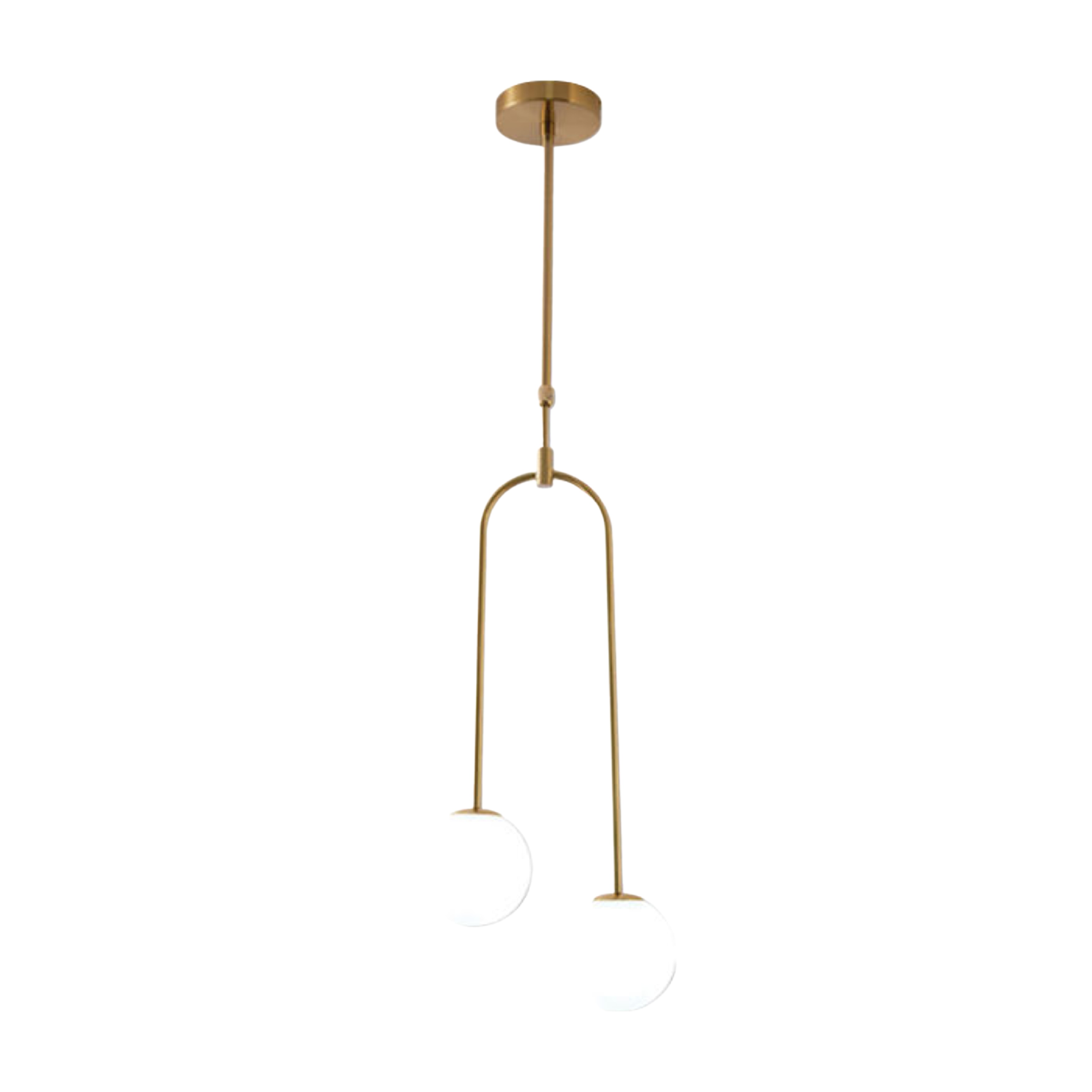 Bella Gold Twin Light Round Glass Pendant
