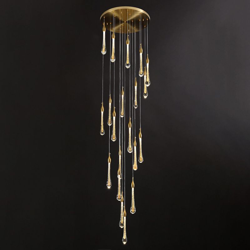 Jadore 20 Light Brass and Gold Clear Pendant Chandelier