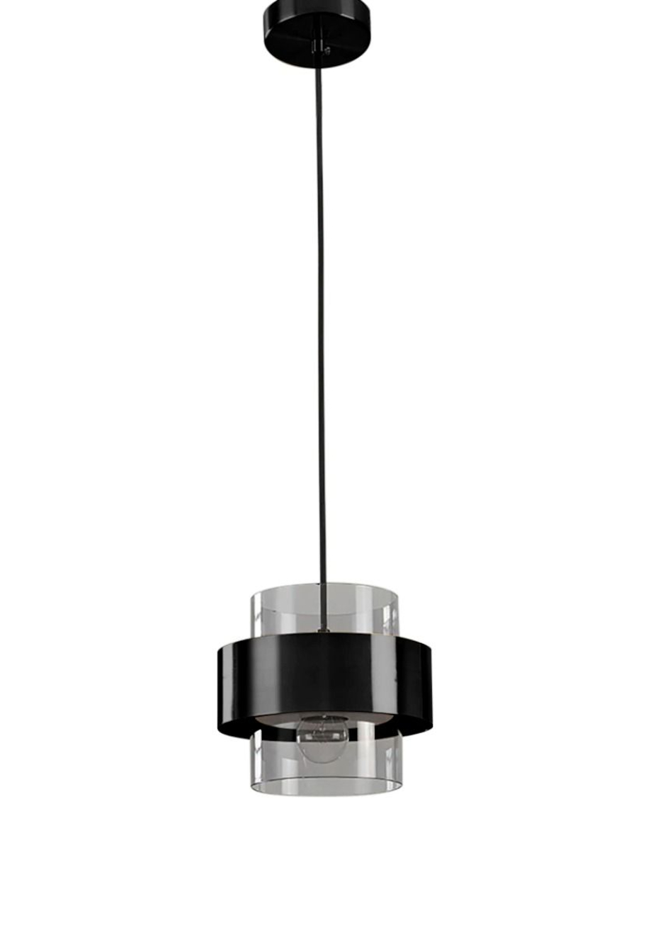 Layla Black Cylindrical Smoke Glass Pendant Light