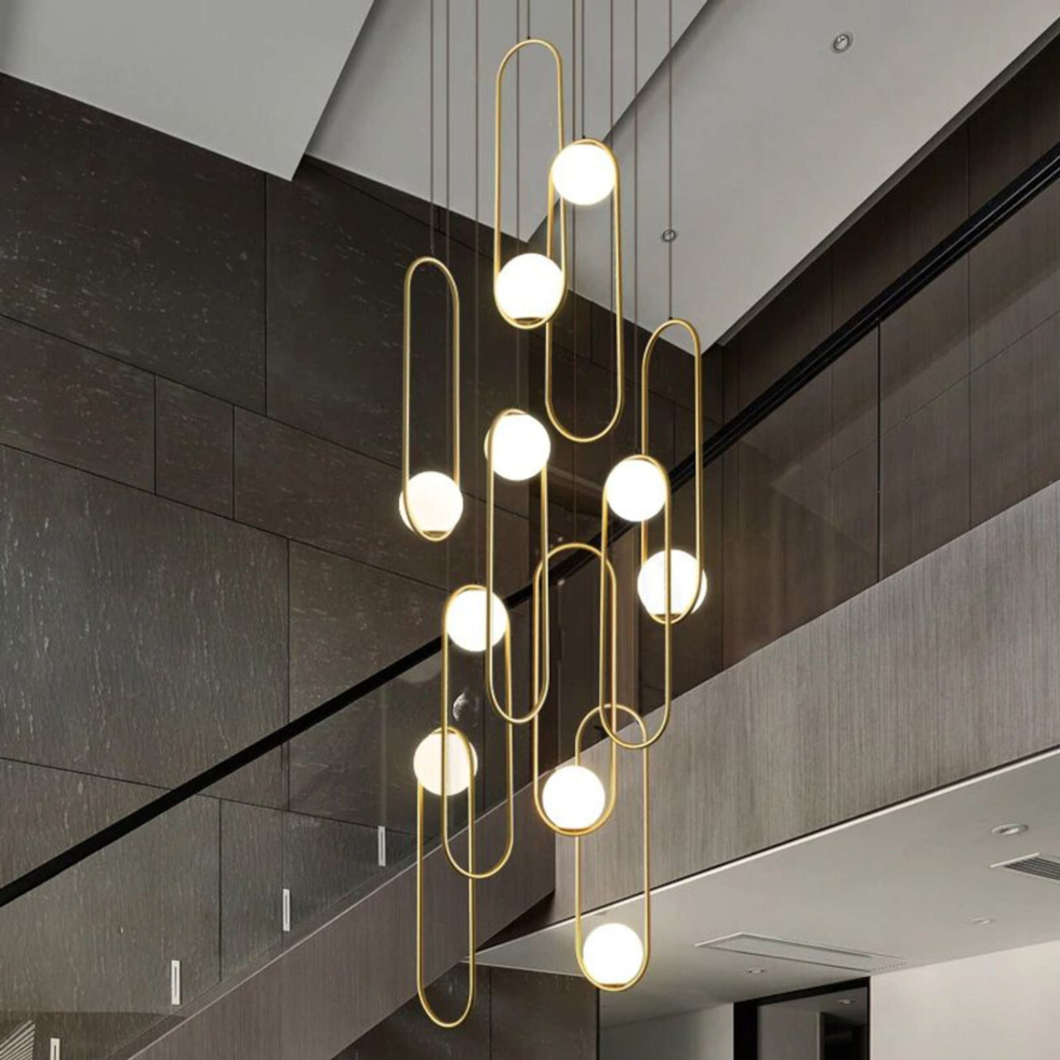 Lucy 10 Light Gold Opal Matt Glass Pendant Chandelier