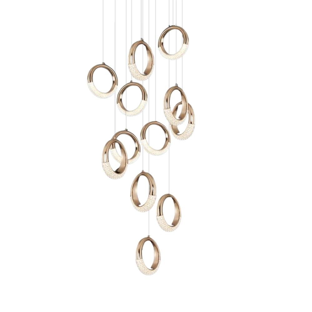 Stair 12 Light Luxury Cascading Pendant Chandelier - Rose Gold
