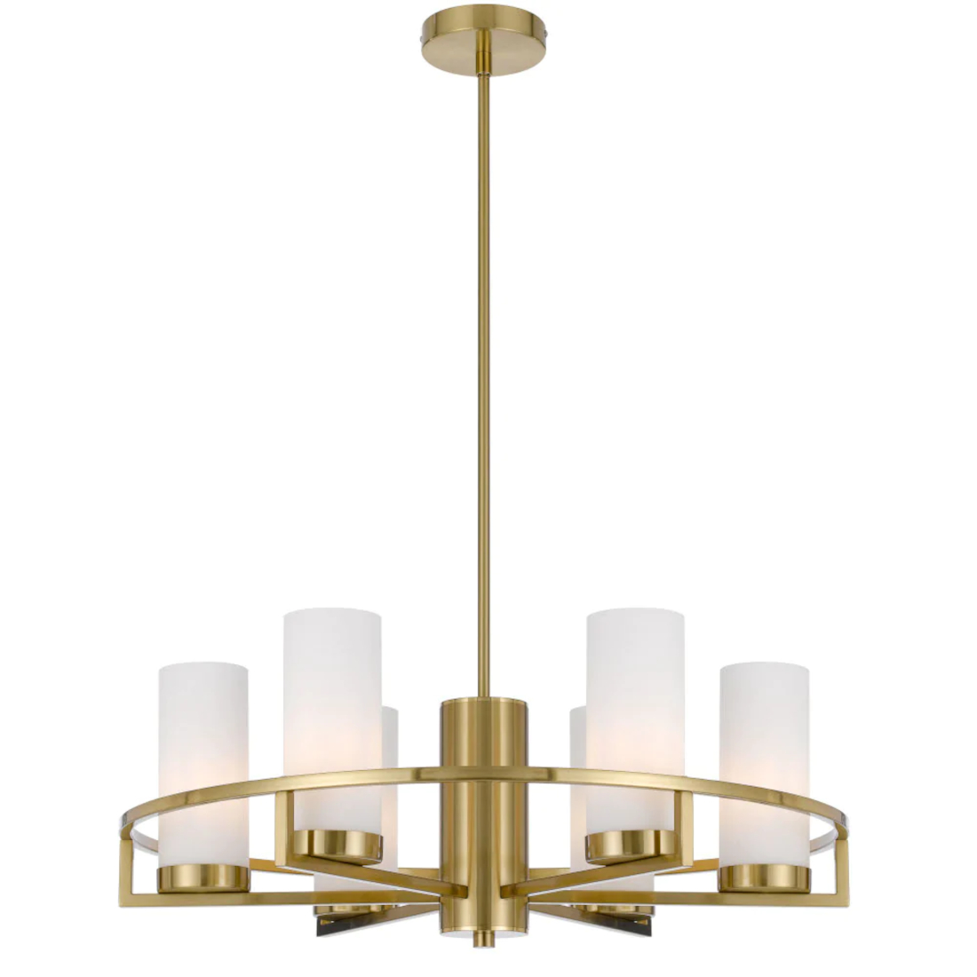 Elden 6 Light Brass Hand-Crafted Round Frame Pendant Chandelier