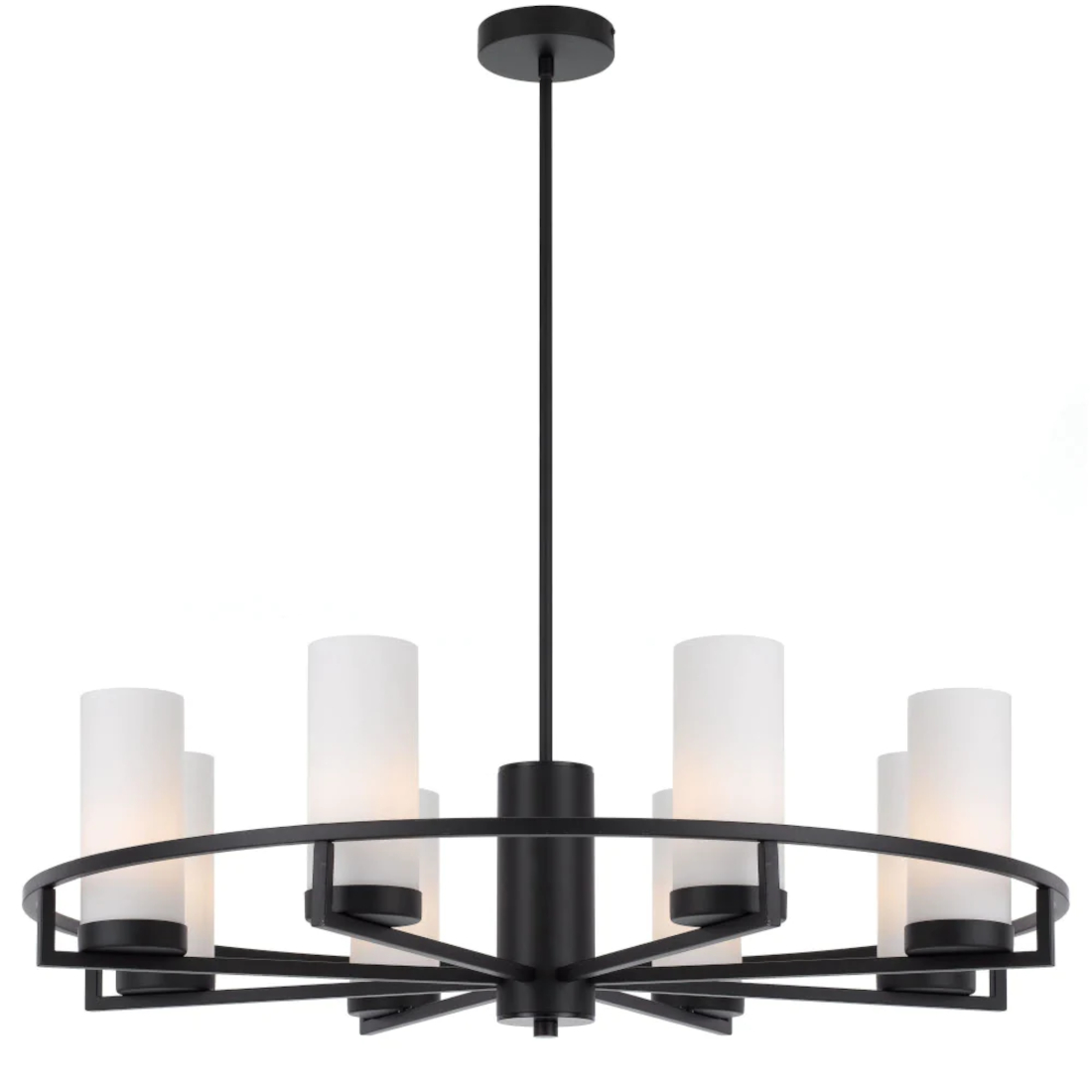 Elden 8 Light Black Hand-Crafted Round Frame Pendant Chandelier