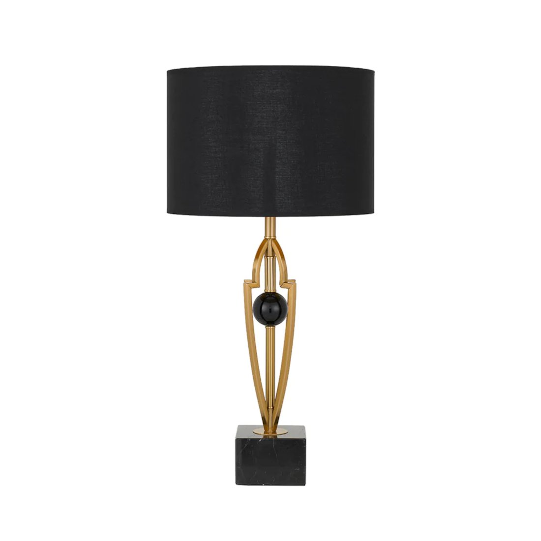 Vardo Antique Gold Black Shade Table Lamp