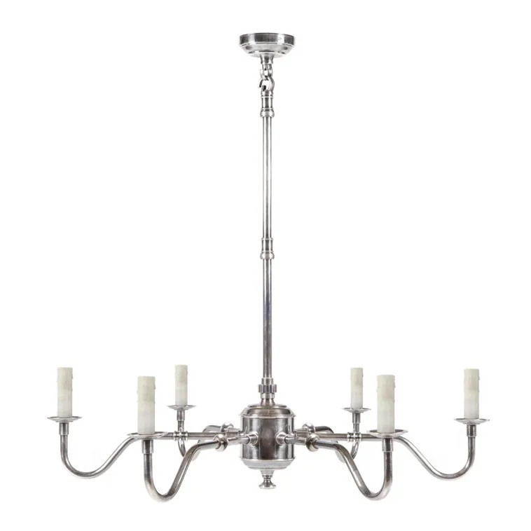 Prescot 6 Arm Antique Silver Chandelier