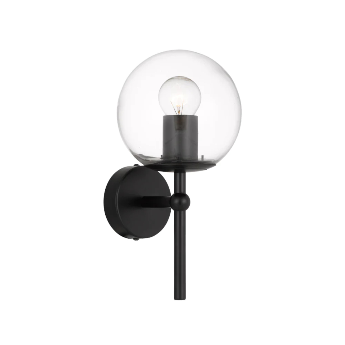 Erin Black Clear Glass Spheres Modern Wall Light