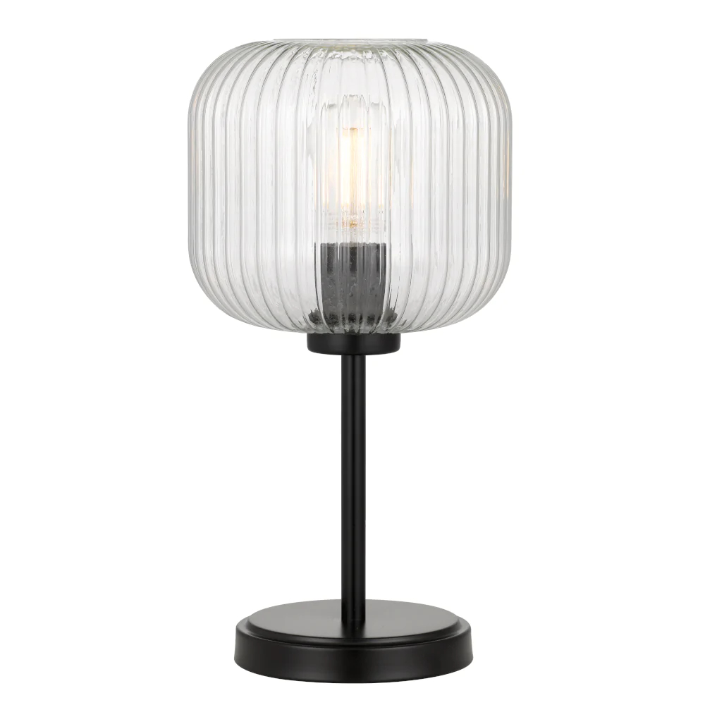 Blaise Clear Ribbed Glass Black Table Lamp