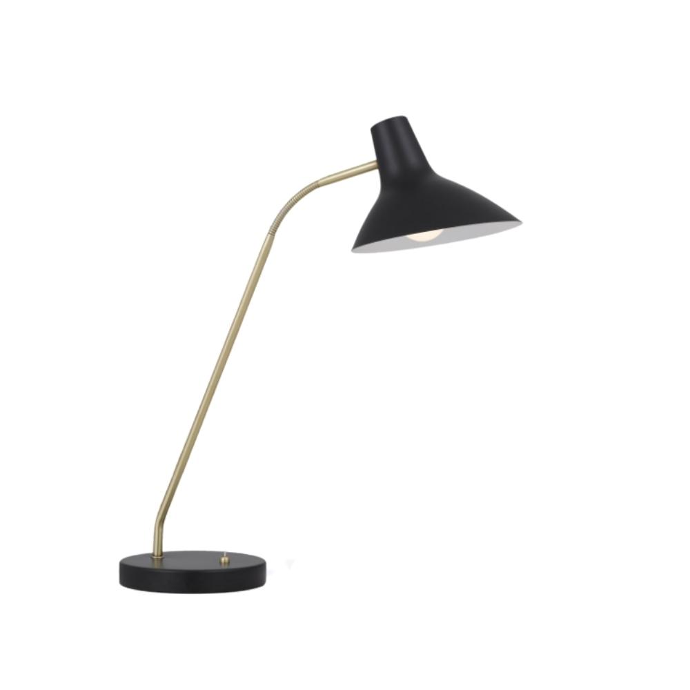 Farrah Black Mid-Century Modern Adjustable Desk and Table Lamp