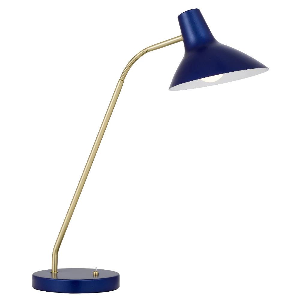 Farrah Blue Mid-Century Modern Adjustable Desk and Table Lamp