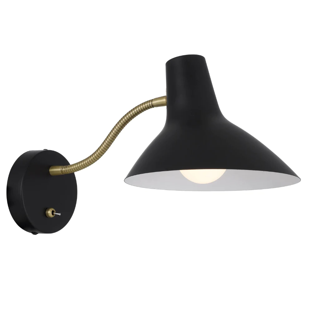 Farrah Short Arm Black Reading Wall Light