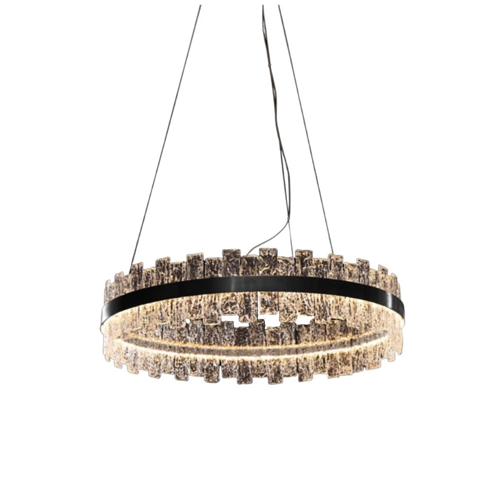 Saw Black Round LED Glass Pendant Light