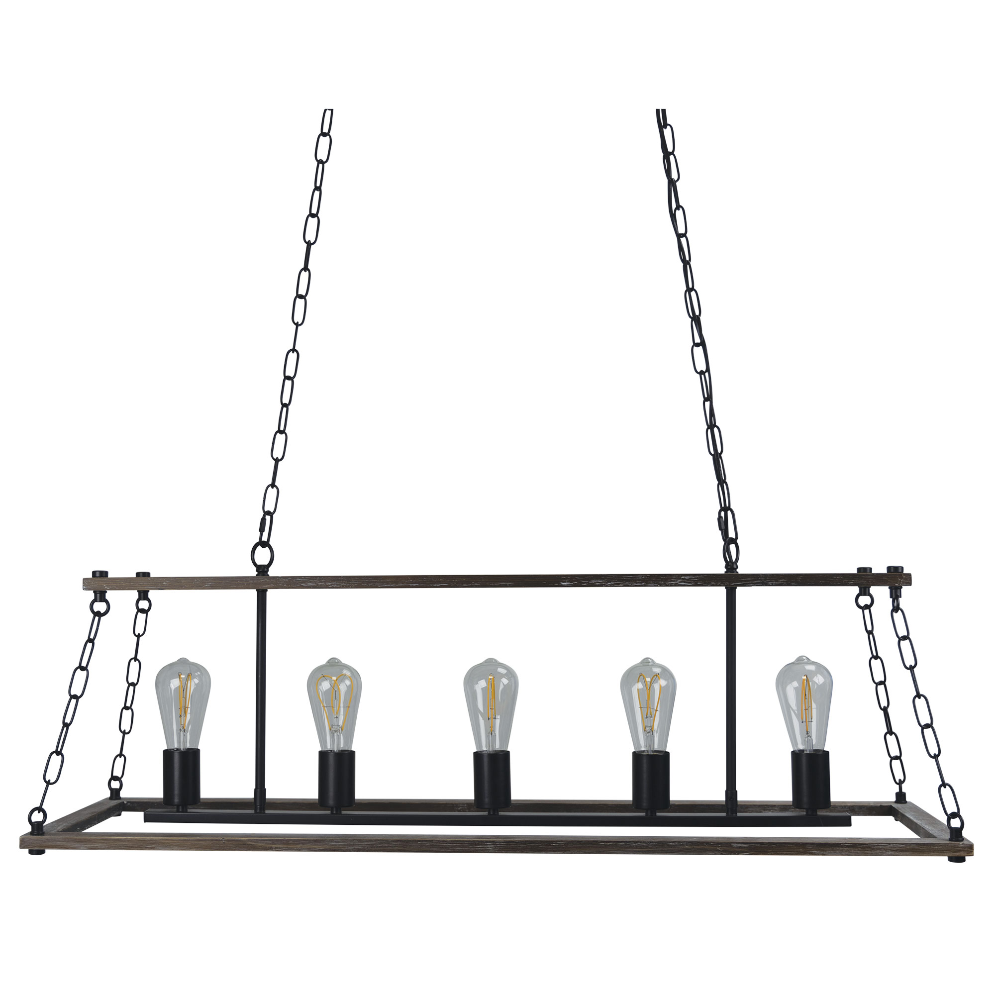 Island 5 Light Rustic Linear Pendant Light