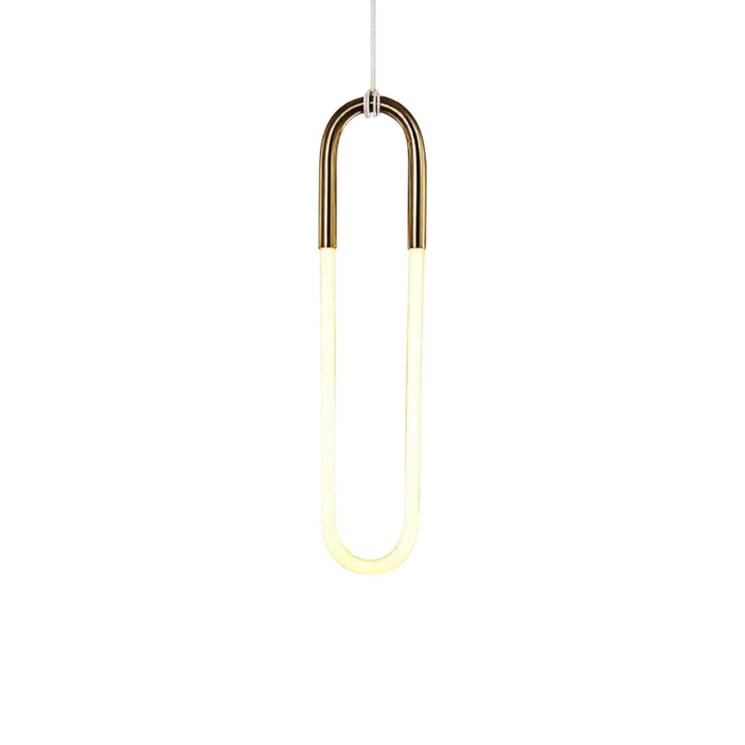 Magnet Brushed Gold and White Loop Pendant