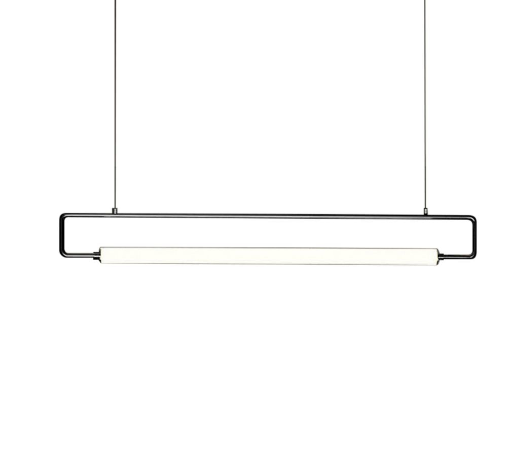 Canon Bar White Glass Black Pendant Light
