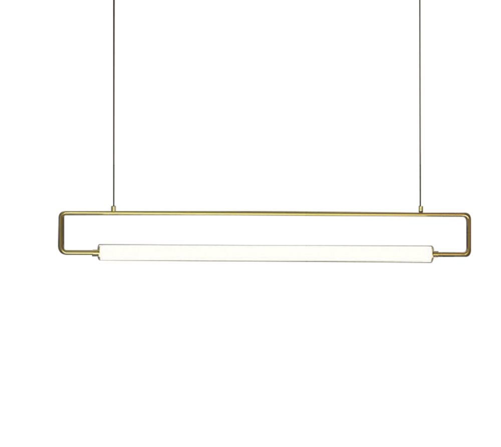 Canon Bar White Glass Brass Pendant Light